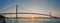 Panoramic view of Ambassador Bridge connecting Windsor, Ontario