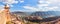 Panoramic view of the Amber Fort, Maotha Lake and the Aravalli Range, view from the Jaigarh Fort, Jaipur, Rajasthan, India