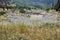 Panoramic view of Amphitheater in Ancient Greek archaeological site of Delphi, Greece