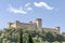 Panoramic view of the ancient Rocca Albornoziana overlooking the historic center of Spoleto, Italy