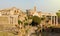 Panoramic view of Ancient Rome ruins. Cityscape skyline of landmarks of Rome famous travel destinations of Italy