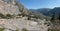 Panoramic view of Ancient theater in Delphi, Greece in a summer day