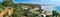 Panoramic view of Antalya coastline with road, beach and coastal cliffs