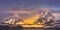 Panoramic view. Antarctic mountain crests.