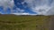 Panoramic view of Antisana volcano in a day with cloudy blue sky