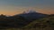 Panoramic view of the Antisana volcano at sunrise from the Papallacta highlands