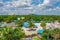 Panoramic view of Aquatica water park and Hilton Hotel in International Drive area.