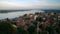 Panoramic view of the area of Zemun in Belgrade - the roofs of the small houses, the Danube