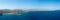 The panoramic view of the arid rocky coast and the sandy beach of Vai , Europe, Greece, Crete, towards Sitia, By the Mediterranean