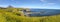 Panoramic view of Arnarstapi coastline, Iceland. Snaefellsnes rocks in summer season