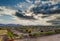 Panoramic view with Avondale town Arizona USA in neighbourhood family over suburban homes in residential area