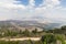 Panoramic  view from the Bania observation deck near the Israeli Misgav Am village to the valley in the Upper Galilee, Golan