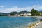 Panoramic view of Bardolino with harbour and promenade.