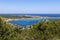 Panoramic view of the Bay of the Orte near the seaside town of Otranto, province of Lecce, Puglia, Italy