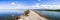 Panoramic view of the bay trail and the wetlands near Sunnyvale, San Francisco bay area, California