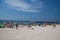 Panoramic view of beach at Cannes in France.