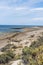 Panoramic view of the beach near Puerto Madryn in Valdes Peninsula in northern Patagonia, Argentina. Sea Lions and Magellanic