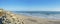 Panoramic view of the beach near the train tracks at San Clemente, California