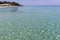 Panoramic view of beach of resort of Kallithea, Kassandra, Chalkidiki, Central Macedonia, Greece