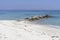 Panoramic view of beach of resort of Kallithea, Kassandra, Chalkidiki, Central Macedonia, Greece