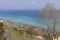 Panoramic view of beach of town of Afytos, Kassandra, Chalkidiki, Central Macedonia, Greece