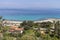 Panoramic view of beach of town of Afytos, Kassandra, Chalkidiki, Central Macedonia, Greece