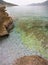 Panoramic view on beautiful beach Agios Nikolaos in Corinthian Gulf of Ionian sea in Greece on a cloudy autumn day