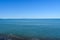 Panoramic view of the beautiful beach and seashore of Marina di Cecina, Tuscany, Italy, in the morning of a sunny summer day