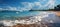 Panoramic view of the beautiful beach with starfish and stones Ai generated