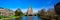 Panoramic view of beautiful church in Strasbourg from the river