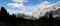 Panoramic view of beautiful dolomite mountain group in south tyrol / sassolungo group / south tyrol