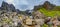 Panoramic view of beautiful fjord landscape near Seydisfjordur i