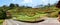 Panoramic view of the beautiful Garden landscape at Doi Mae Salong. Bushes of plants of different colors form beautiful patterns o