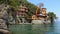 Panoramic view on the beautiful Italian bay of Portofino, Italy