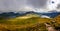 Panoramic view of beautiful lakes and clouds in Inverpolly area, Scotland