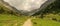 Panoramic view of the beautiful Ordesa Valley in the Pyrenees, Huesca, Spain.