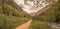 Panoramic view of the beautiful Ordesa Valley in the Pyrenees, Huesca, Spain.