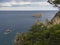 Panoramic view on beautiful Paleokastritsa bay with sand beach, forest, hills and rocks, Corfu, Kerkyra, Greece