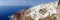 Panoramic view of beautiful romantic village Oia in Santorini