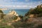 Panoramic view on beautiful sea caves cliffs of atlantic coastline in portugal