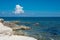 Panoramic view of a beautiful sea on a summer day. Useful for use as a backdrop for advertising in summer vacation resorts