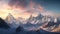 Panoramic view beautiful snowy masherbrum moutain, nature, mountains