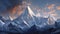 Panoramic view beautiful snowy masherbrum moutain, nature, mountains