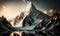 Panoramic view of beautiful snowy masherbrum peak, scenery background