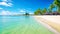 Panoramic view of beautiful tropical beach in Seychelles, Amazing white beaches of Mauritius island, Tropical vacation