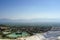 Panoramic view of the beautiful white Travertines terrace of Pamukkale landscape