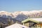 Panoramic view of beautiful winter wonderland mountain scenery in the austrian Alps. Mountains ski resort Semmering - nature backg