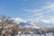 Panoramic view of beautiful winter wonders of mountain landscapes