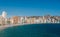 Panoramic view of Benidorm, in Spain.Benidorm Alicante playa de Poniente beach sunset in Spain.Skyscrapers near the beach