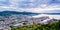 Panoramic view of Bergen and harbor from Mount Floyen, Bergen, N